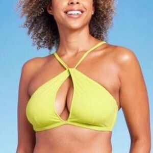 SHADE & SHORE lime green Halter Bikini Top